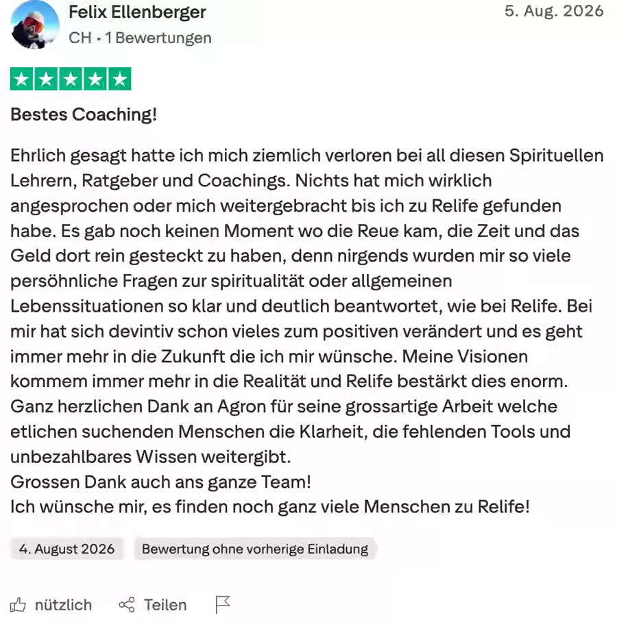 Trustpilot-Bewertung von Felix Ellenberger