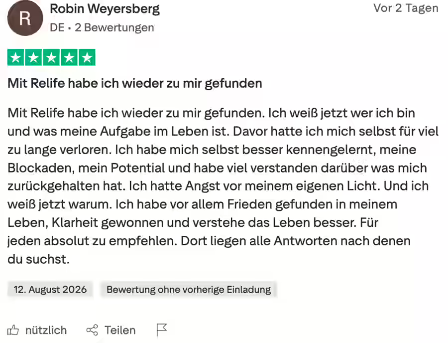 Trustpilot-Bewertung von Robin Weyersberg